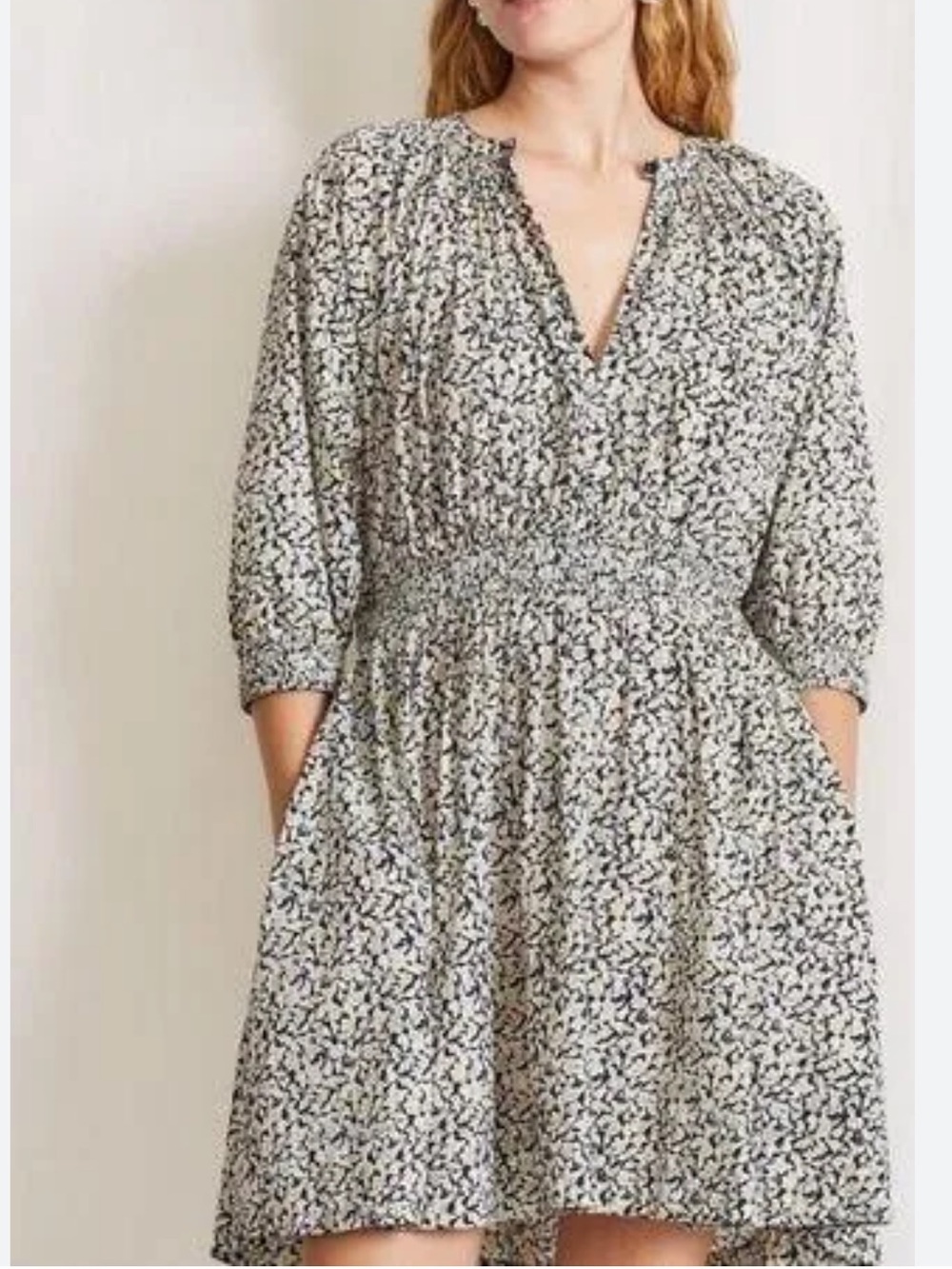 Apiece Apart Black beige Cobano floral organic cotton mini dress size small